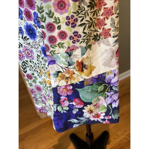 JOHNNY WAS LA Floral Patchwork Print Viscose Bamboo/Spandex Stretch Tee S loose - Picture 6 of 16